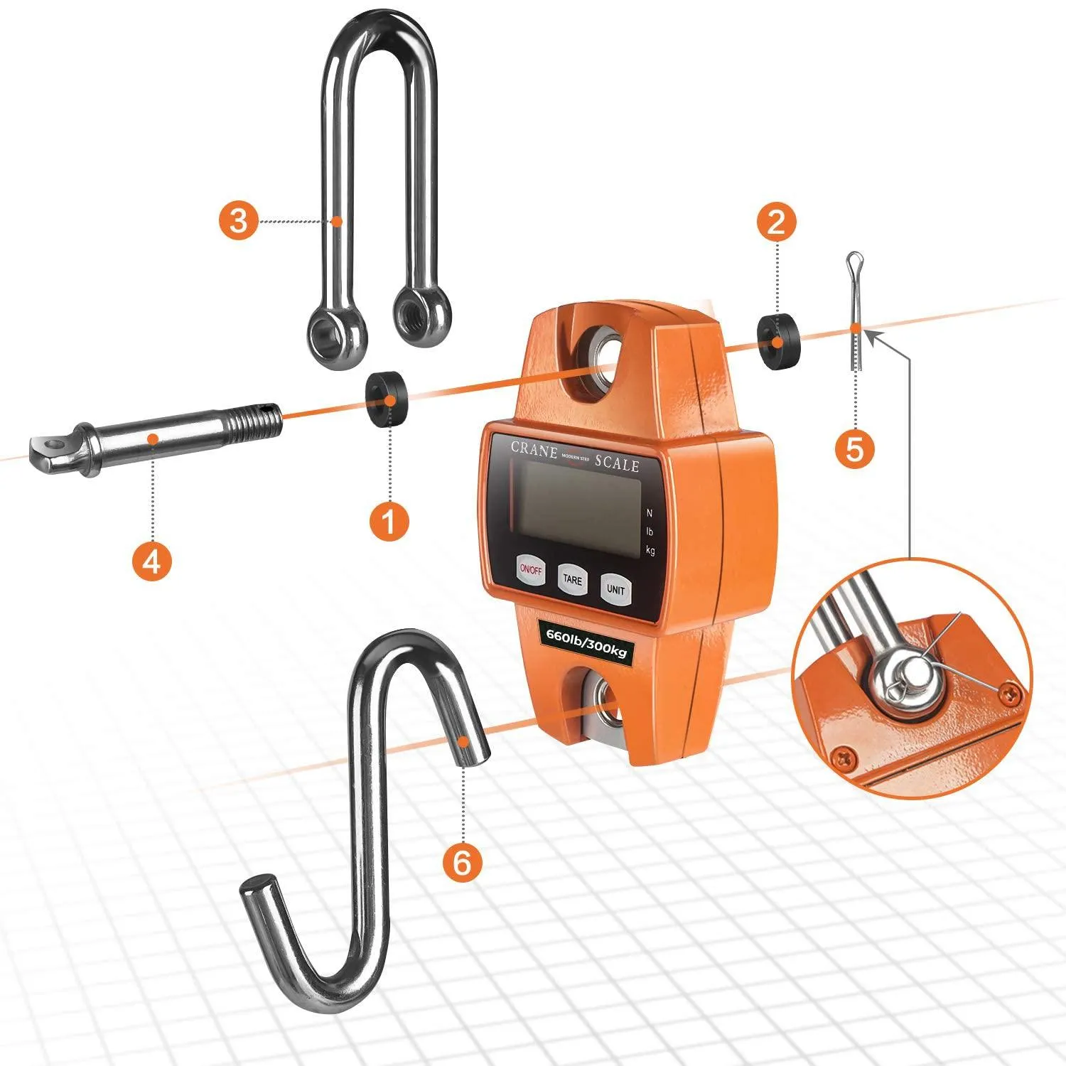 𝗣𝗥𝗢𝗙𝗘𝗦𝗦𝗜𝗢𝗡𝗔𝗟 Digital Hanging Scale 660 LB 300 KG - Heavy Duty Waterproof Fish Scale - Portable Crane Scale for Luggage Weight Suitcase Hunting Farm Bike Bow Fish Weight Fishing Scale