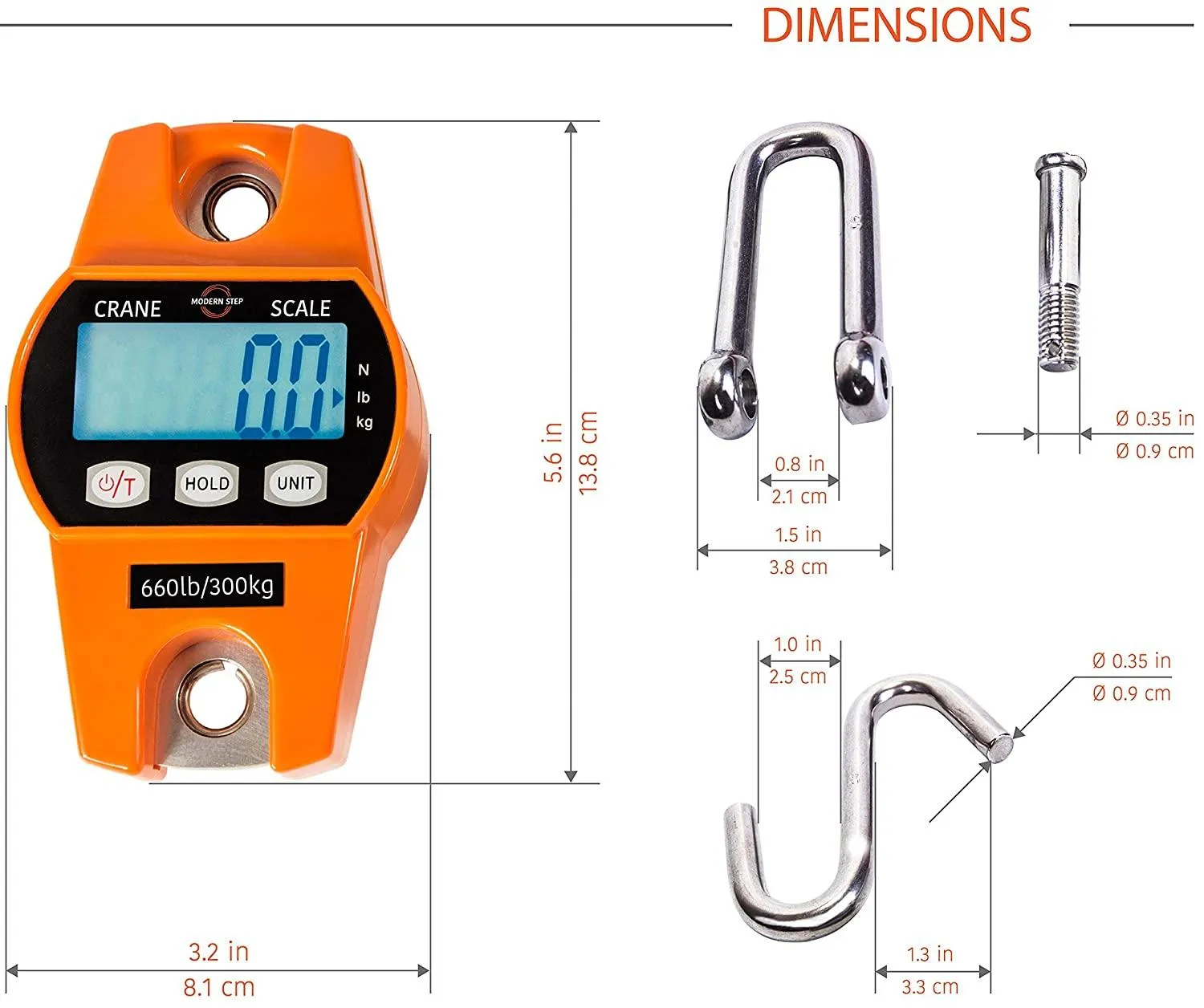 𝗣𝗥𝗢𝗙𝗘𝗦𝗦𝗜𝗢𝗡𝗔𝗟 Digital Hanging Scale 660 LB 300 KG - Heavy Duty Waterproof Fish Scale - Portable Crane Scale for Luggage Weight Suitcase Hunting Farm Bike Bow Fish Weight Fishing Scale