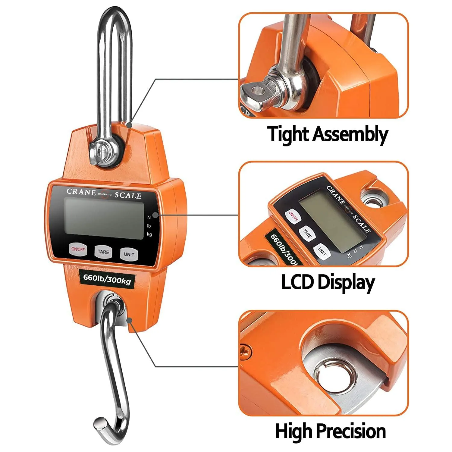 𝗣𝗥𝗢𝗙𝗘𝗦𝗦𝗜𝗢𝗡𝗔𝗟 Digital Hanging Scale 660 LB 300 KG - Heavy Duty Waterproof Fish Scale - Portable Crane Scale for Luggage Weight Suitcase Hunting Farm Bike Bow Fish Weight Fishing Scale