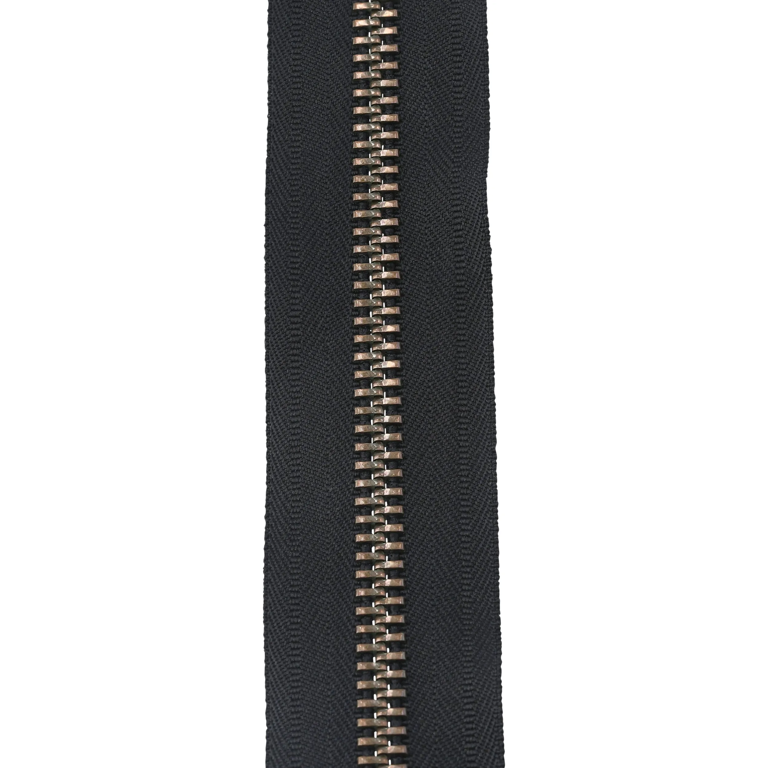 #10 Metal, Black, 24" Separating Bomber Jacket Zipper with Antique Brass Teeth, #9BJ-24-BLK-ANT