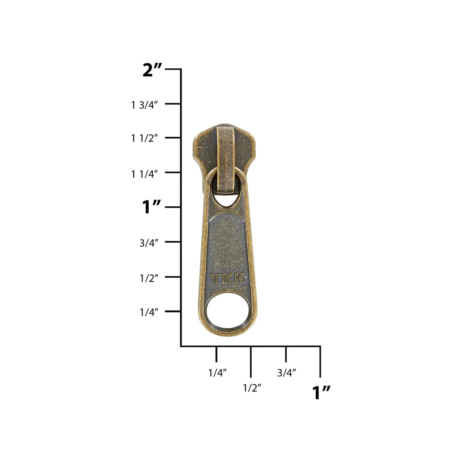 #5 Antique Brass, Metal, YKK Long Tab Semi-Swivel Zipper Slider, Zinc Alloy, #5M-4-ANTB