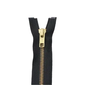 #5 Metal, Black, 30" YKK Separating Jacket Zipper with Brass Teeth, #6JK-30-BLK-B