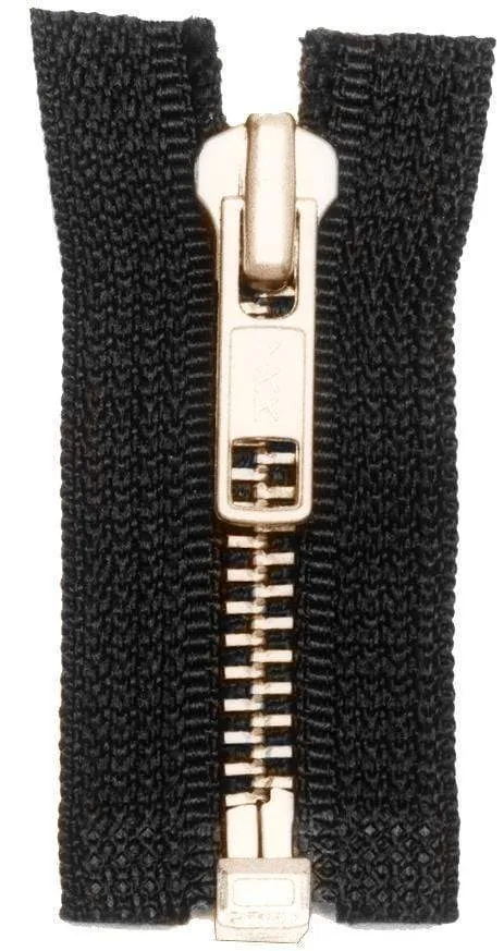 #5 Metal, Black, 30" YKK Separating Jacket Zipper with Brass Teeth, #6JK-30-BLK-B