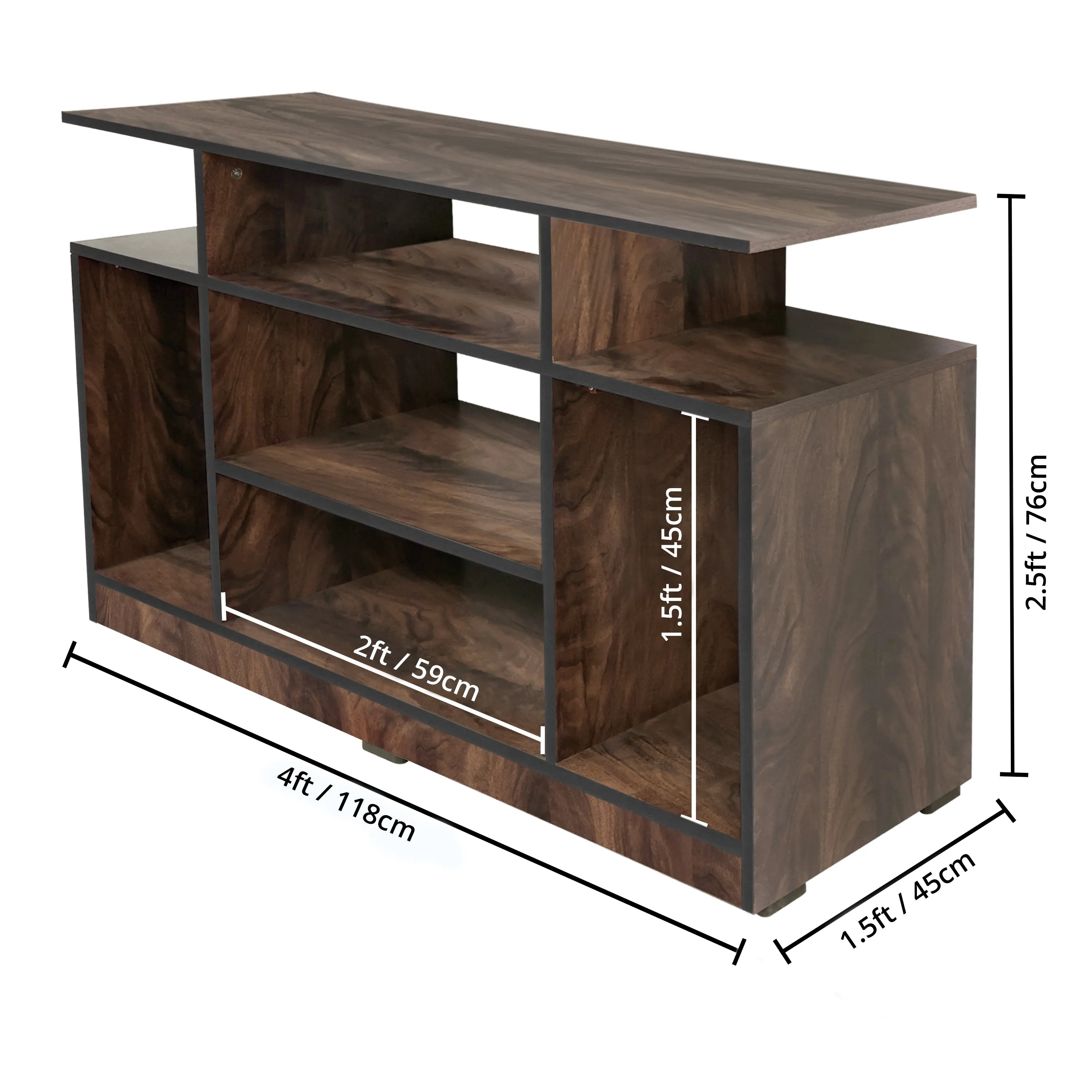 ABOUT SPACE TV Stand - Wooden TV Entertainment Unit and Shelf Storage  - TV Unit for 32 to 50 Inch TV - Dual Tone Brown