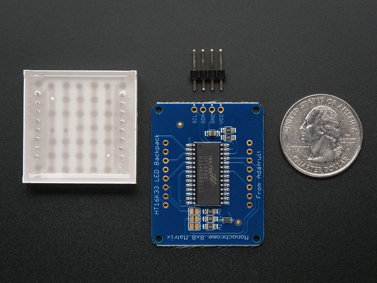 Adafruit Small 1.2\" 8x8 LED Matrix w/I2C Backpack - Yellow-Green"