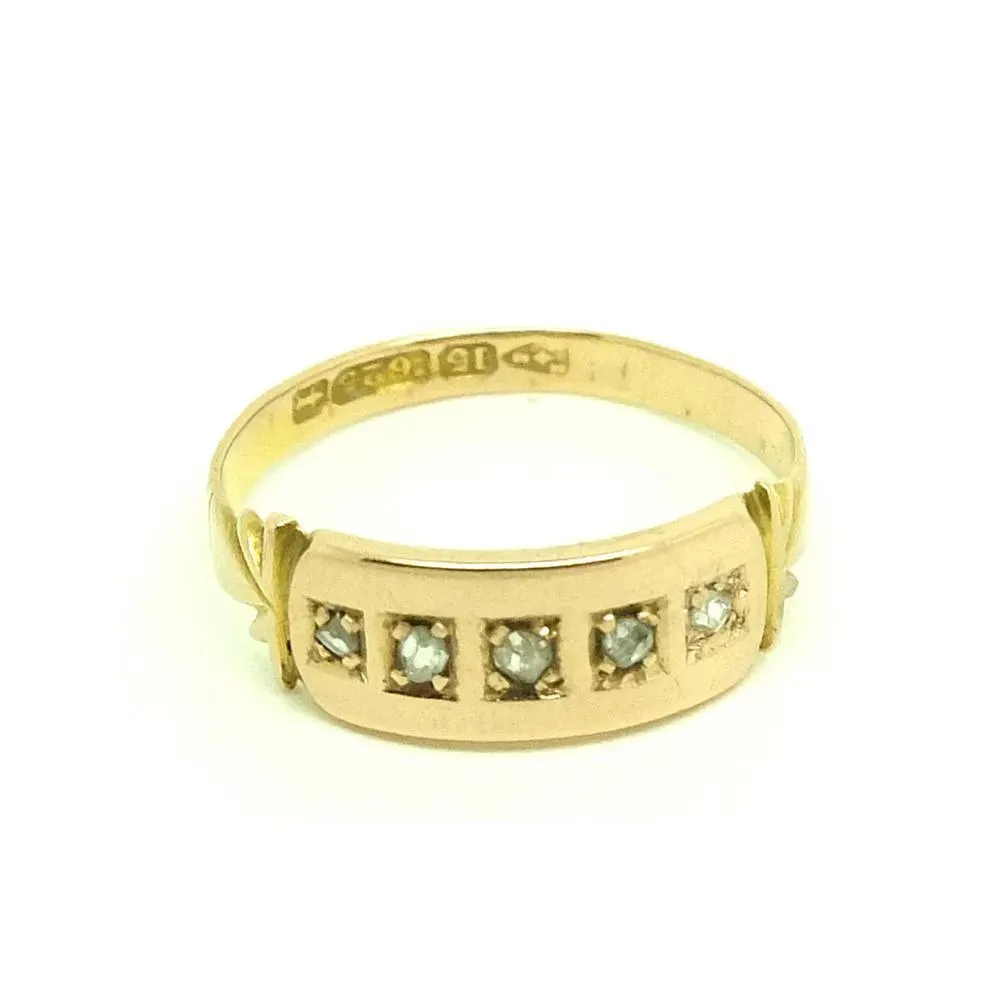 Antique 1882 Victorian Diamond 15ct Rose Gold Ring