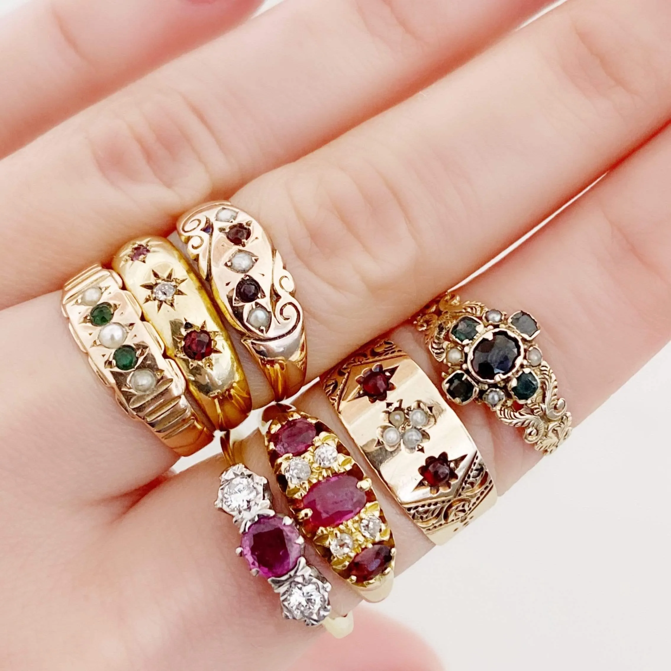 Antique Edwardian 1903 Diamond Ruby 18ct Yellow Gold Ring