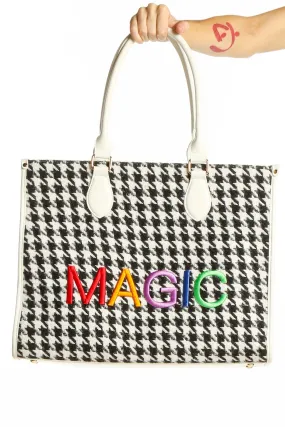 Black and White Houndstooth Tote Bag