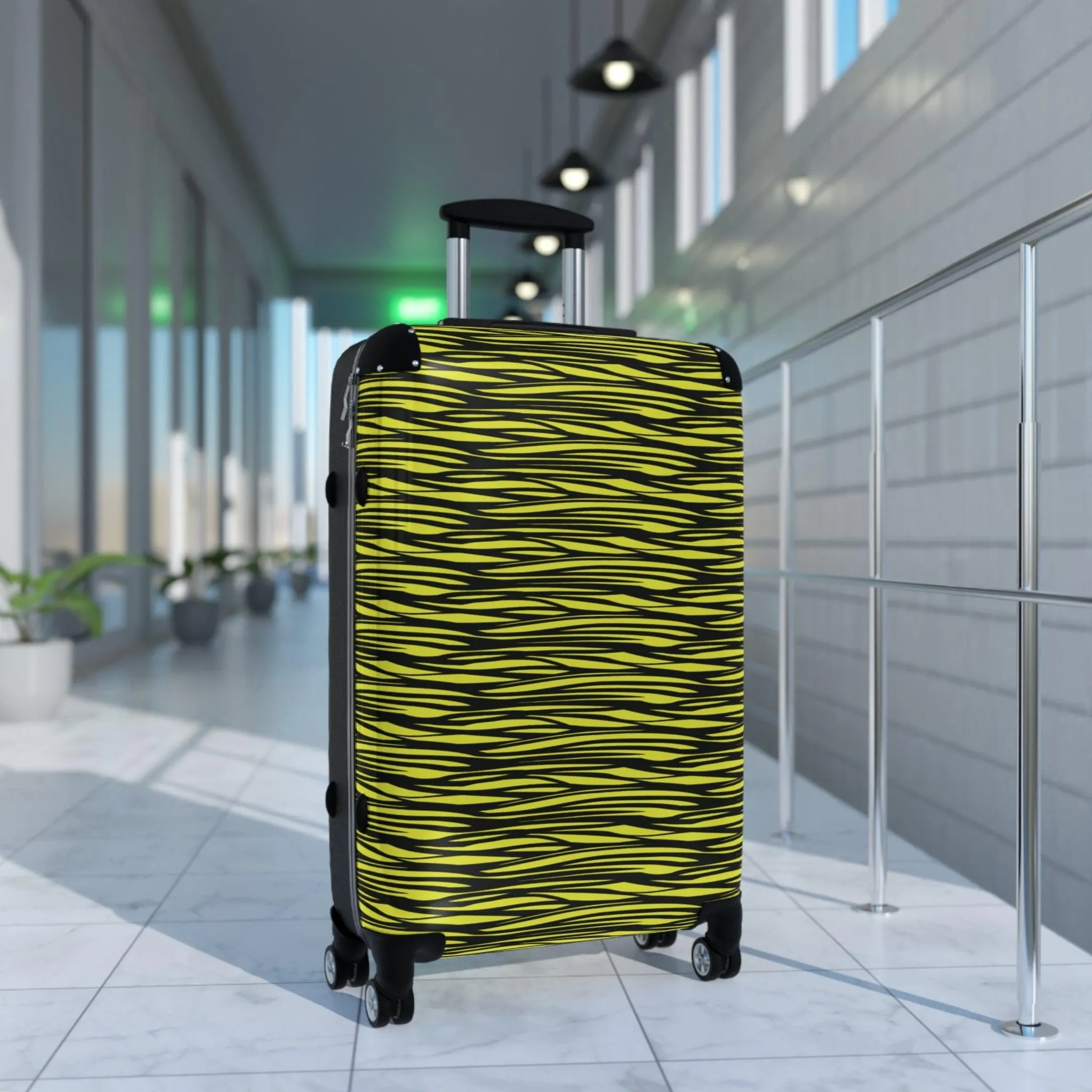 Black Yellow Camo Lines Suitcase