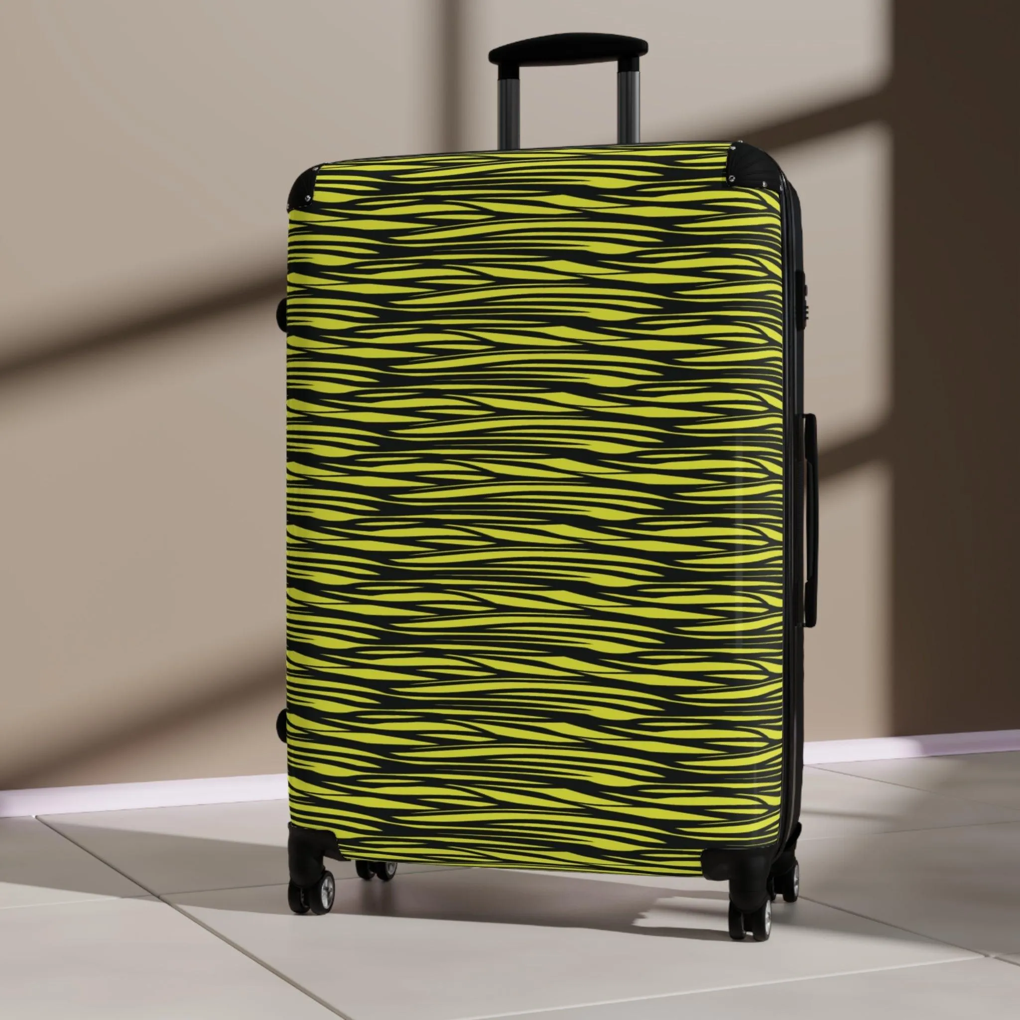 Black Yellow Camo Lines Suitcase