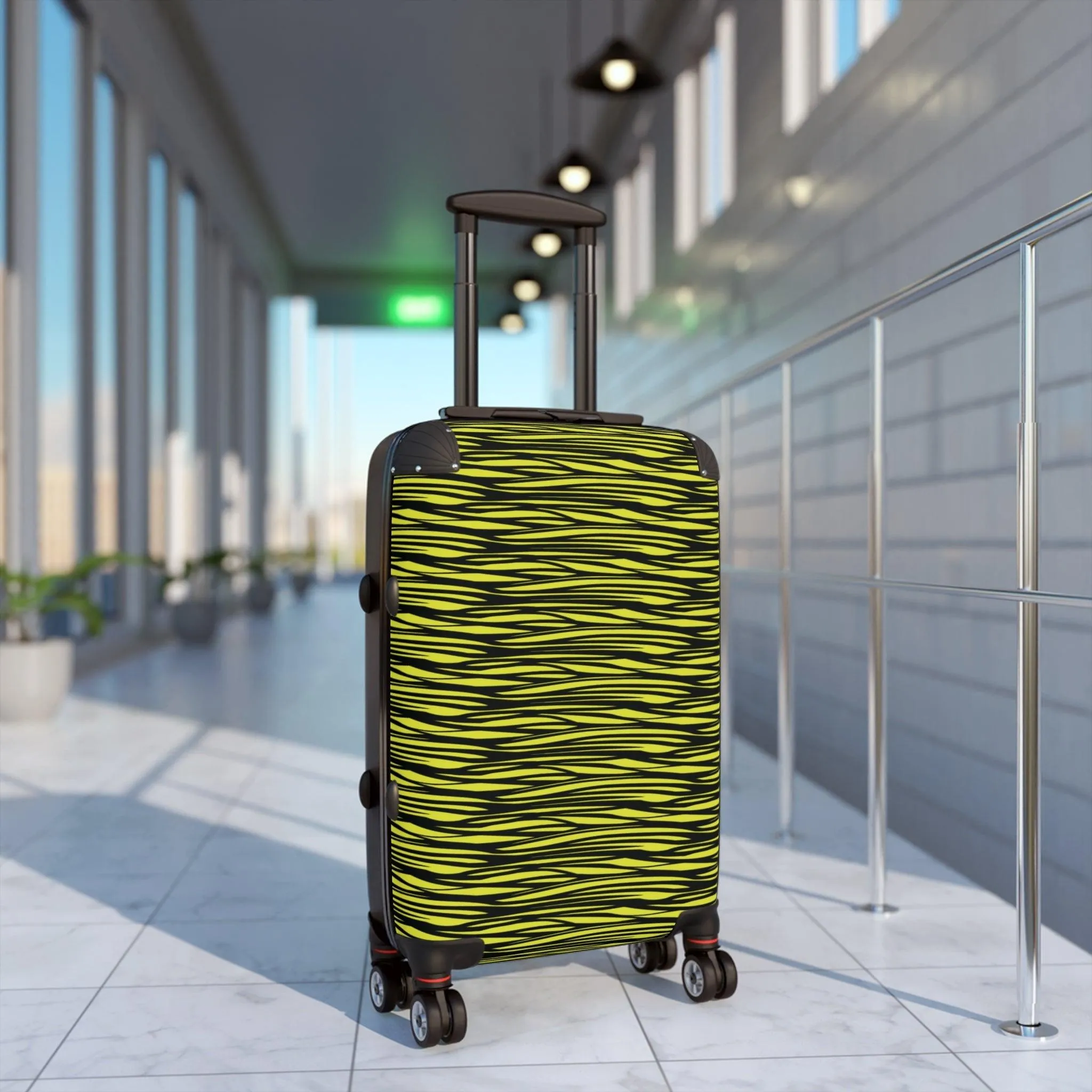 Black Yellow Camo Lines Suitcase