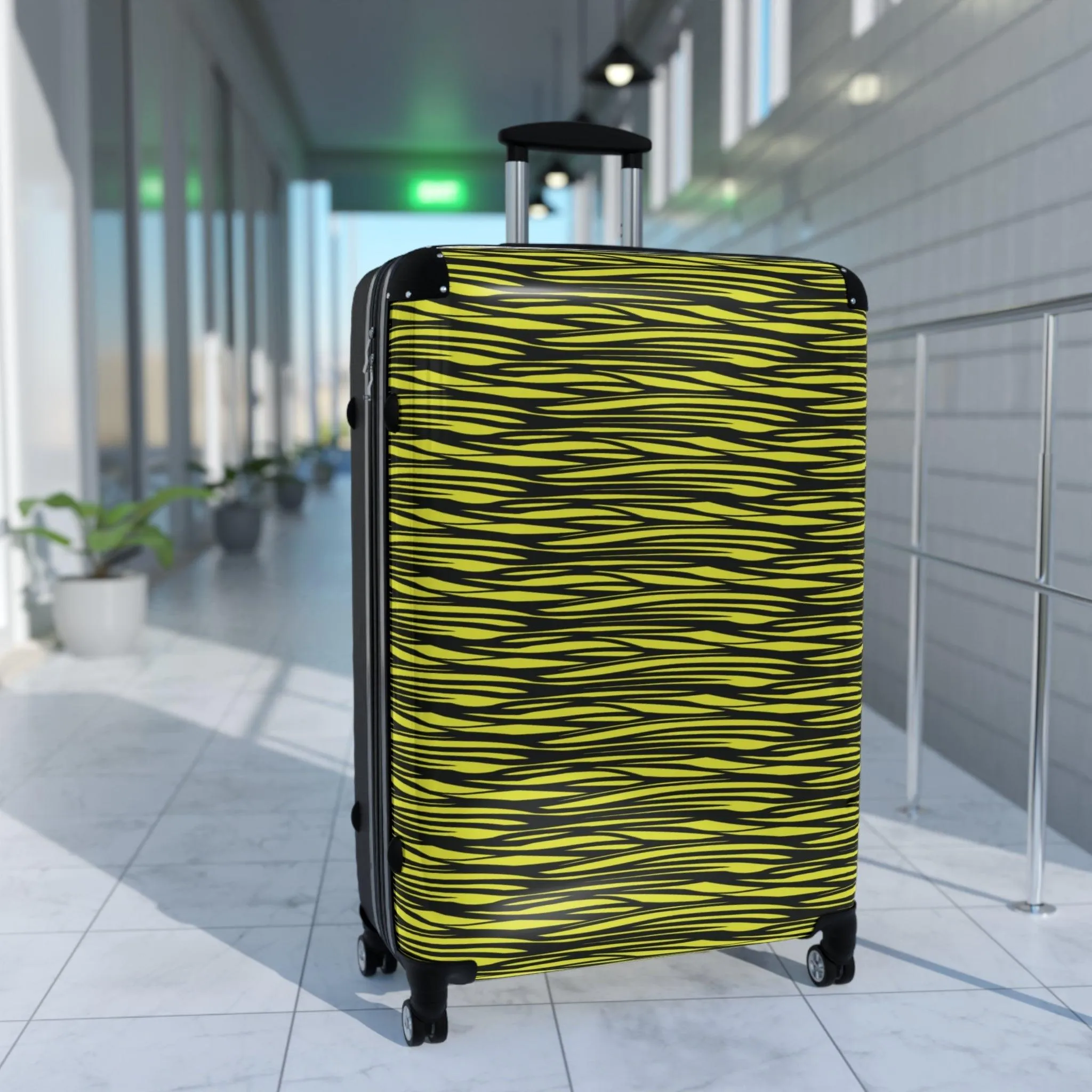Black Yellow Camo Lines Suitcase