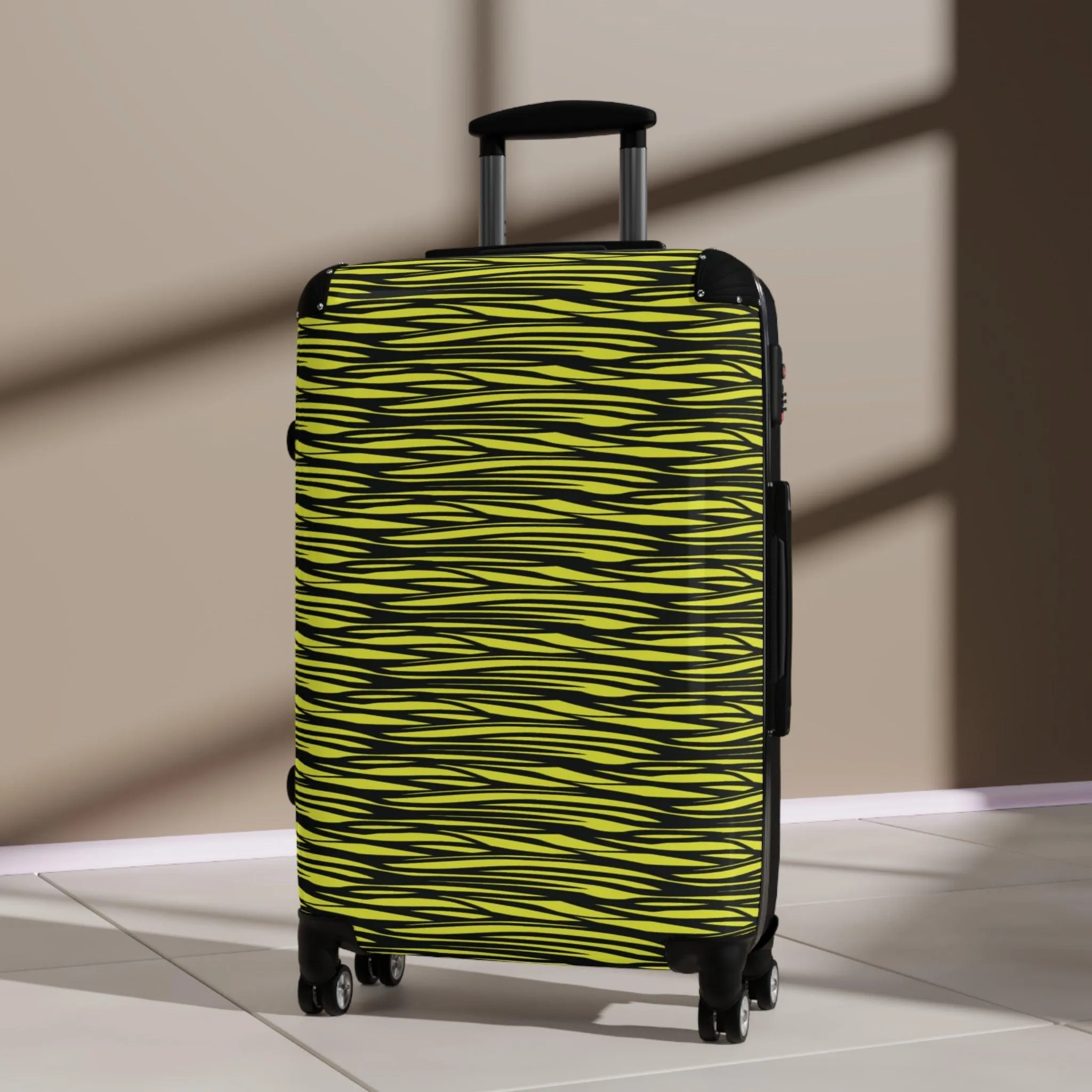 Black Yellow Camo Lines Suitcase