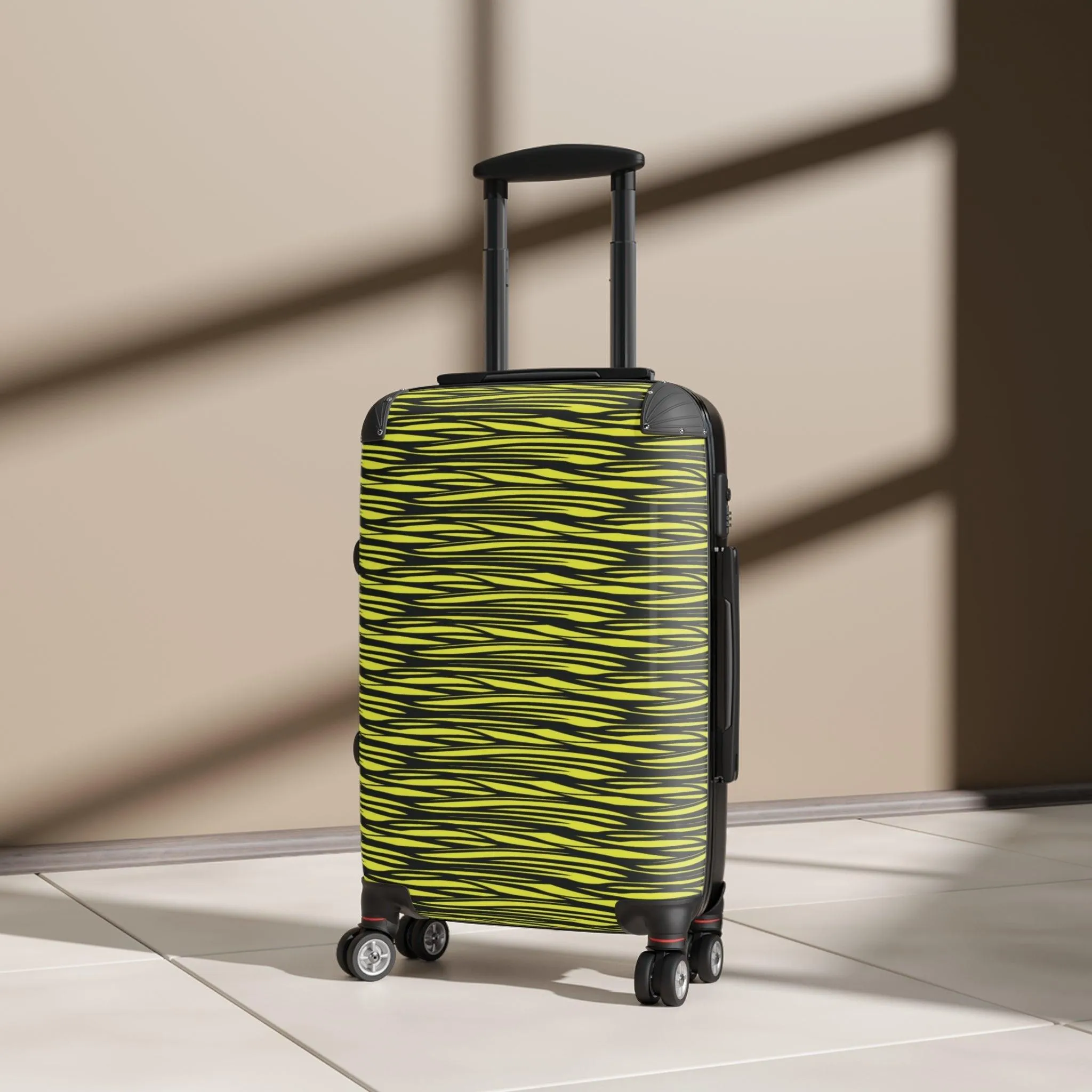 Black Yellow Camo Lines Suitcase