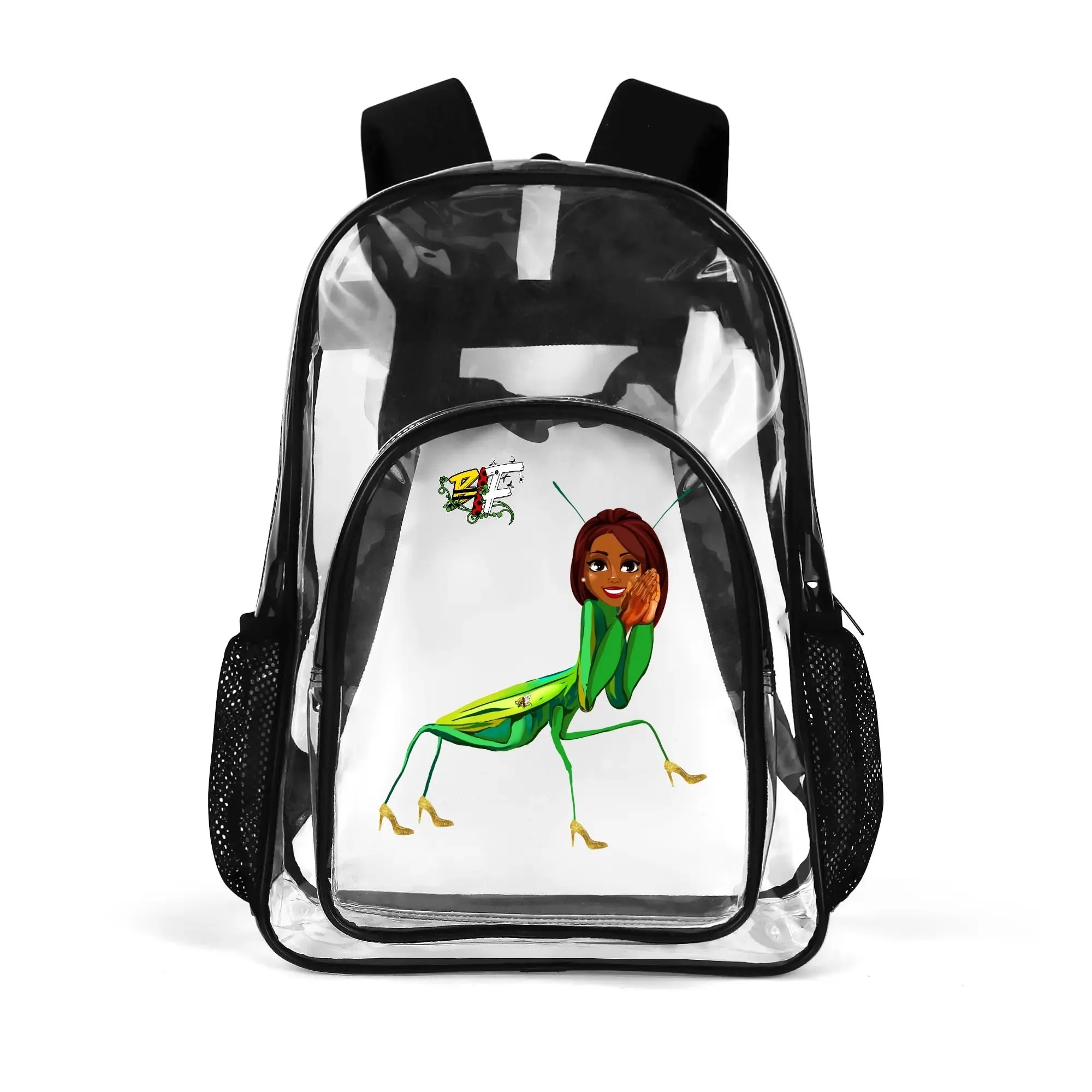 Blk Insct Famili Large 17 Inch Clear Bag PVC See Through Transparent School Backpack