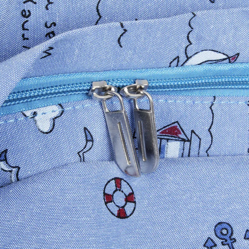 Bright Color Sailing Print Cute School Backpack Bag