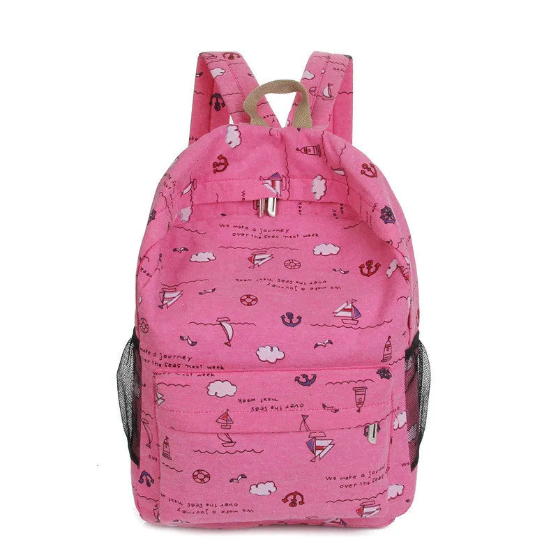 Bright Color Sailing Print Cute School Backpack Bag