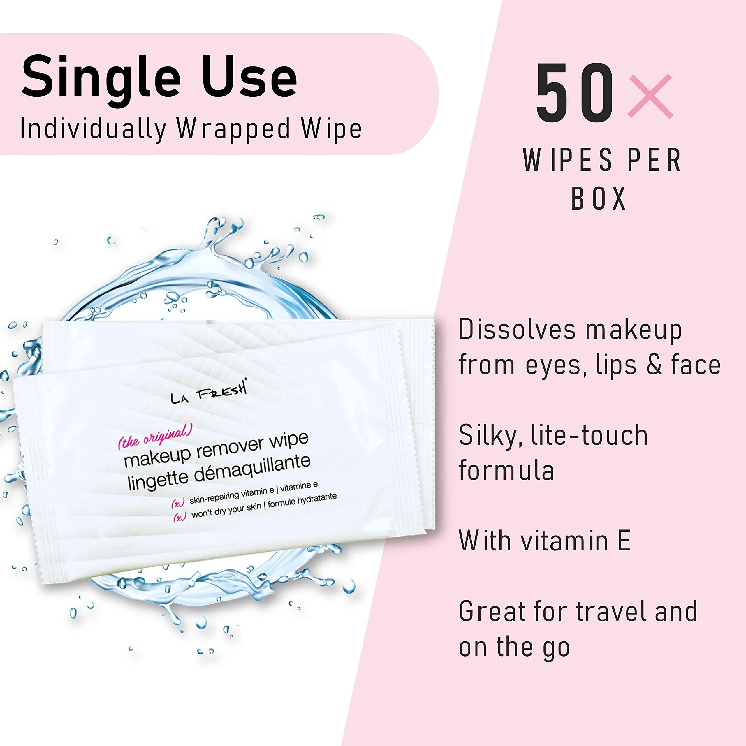 Bundle Deal-LA Fresh Makeup Remover Wipes 50 Packets and Diamond Wipes Pre-soaked Nail polish 50Pads