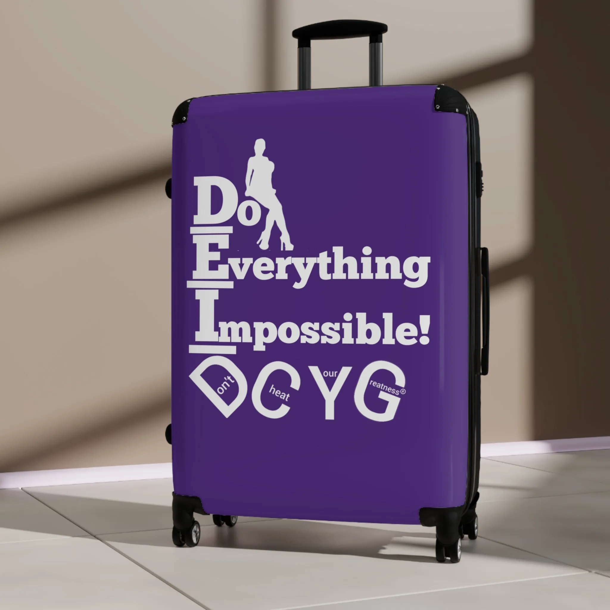 DCYG DEI 24BW White Logo & Purple Suitcase