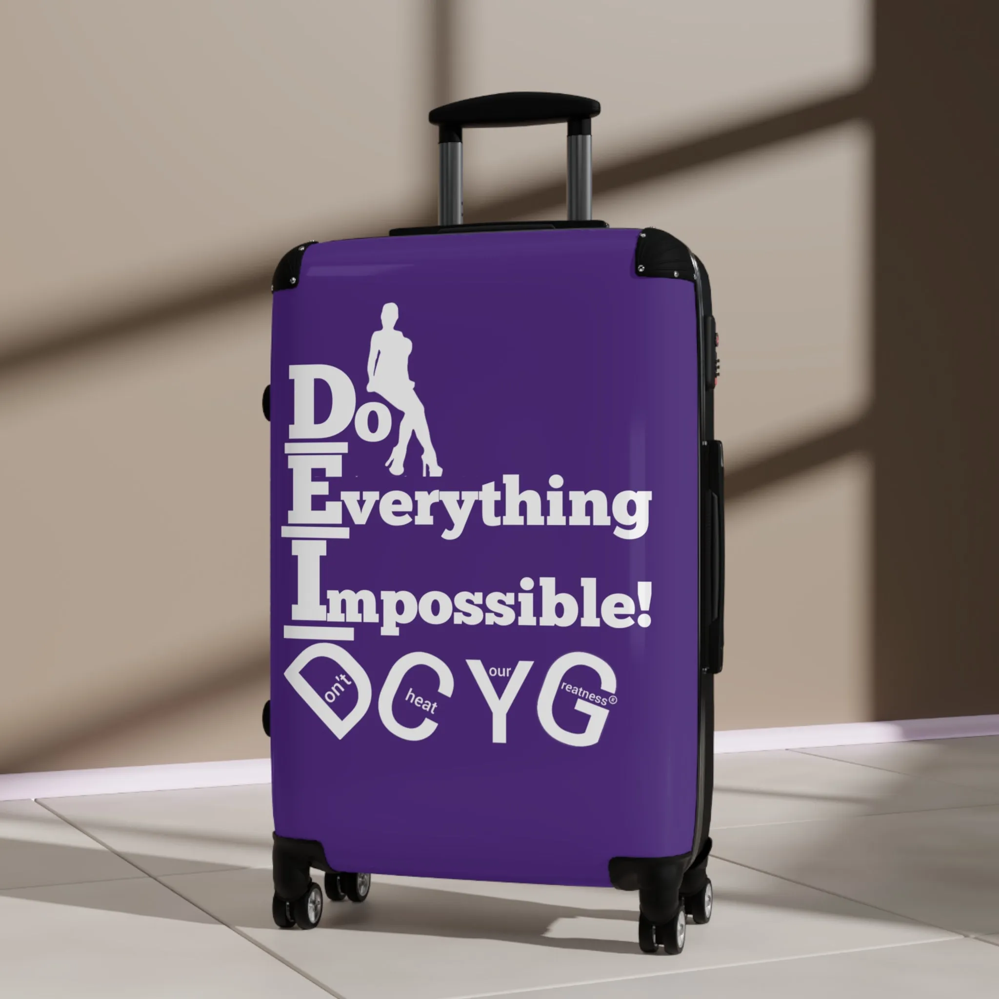 DCYG DEI 24BW White Logo & Purple Suitcase