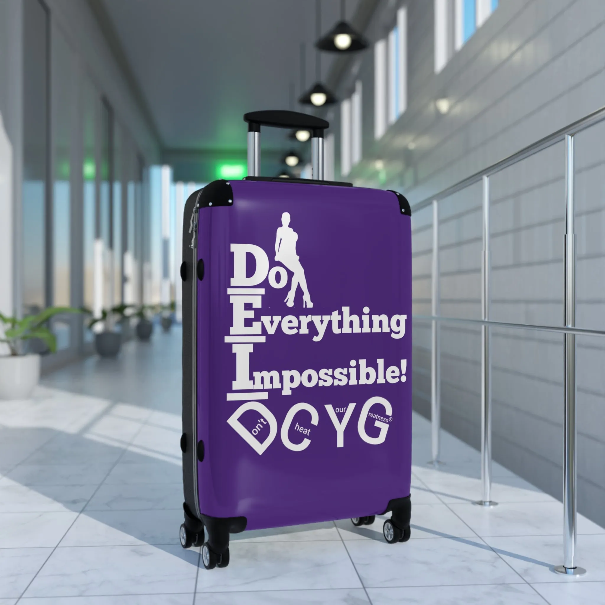 DCYG DEI 24BW White Logo & Purple Suitcase
