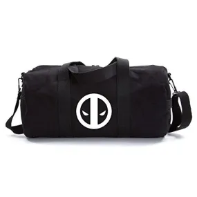 Deadpool Logo Sport Heavyweight Canvas Duffel Bag in Black & White, Large
