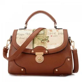 Fashion Hasp and Print Design Women's Tote Bag - Brown