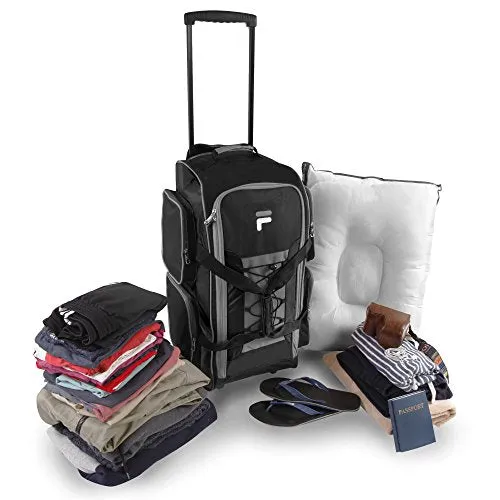 Fila 26" Lightweight Rolling Duffel Bag, Black, One Size