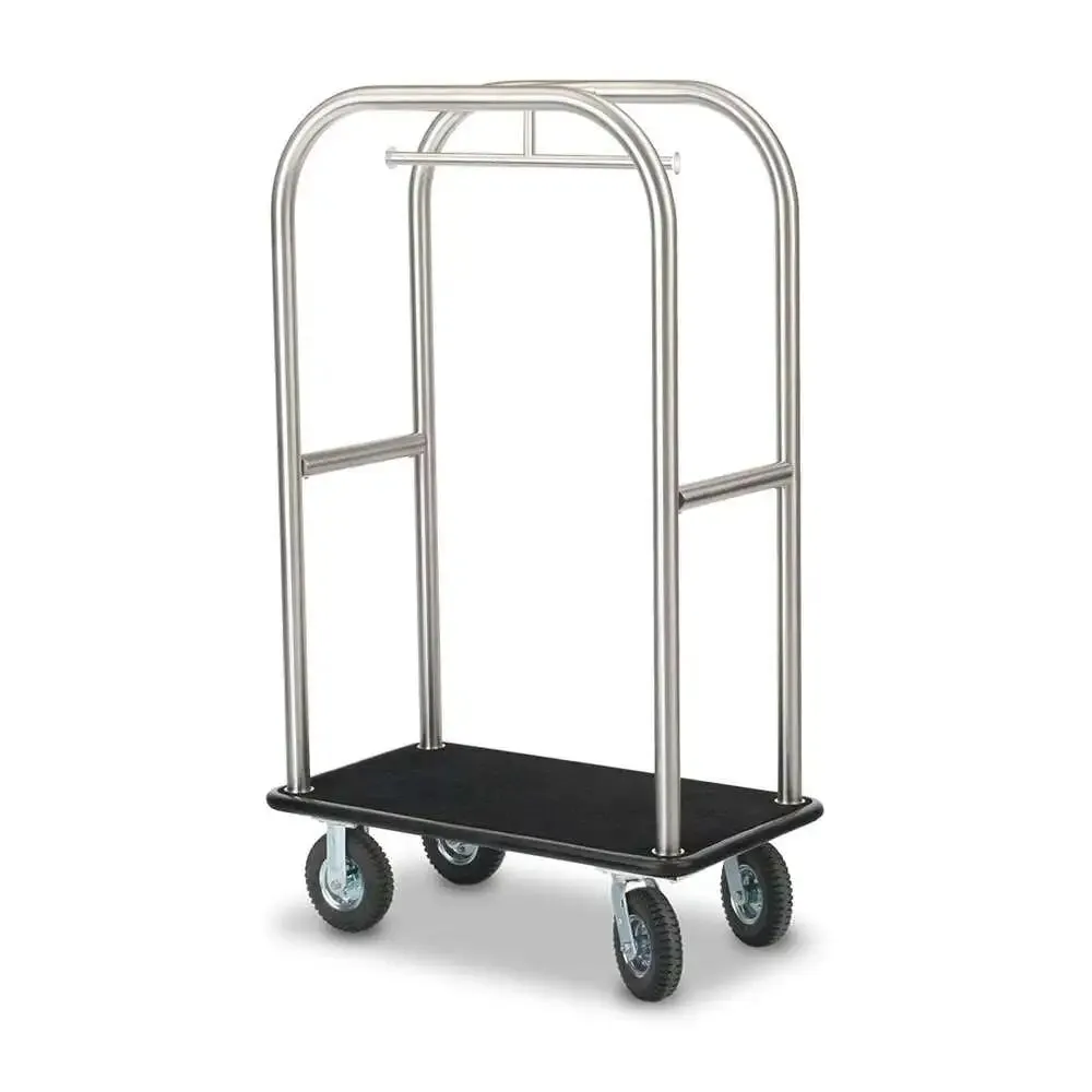 Forbes Industries 2512-SS 24" Specialty Luggage Cart Tubular Brushed Stainless Steel Superstructure Black