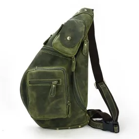 Genuine Leather Single Shoulder Mens Chest Bag Casual Day