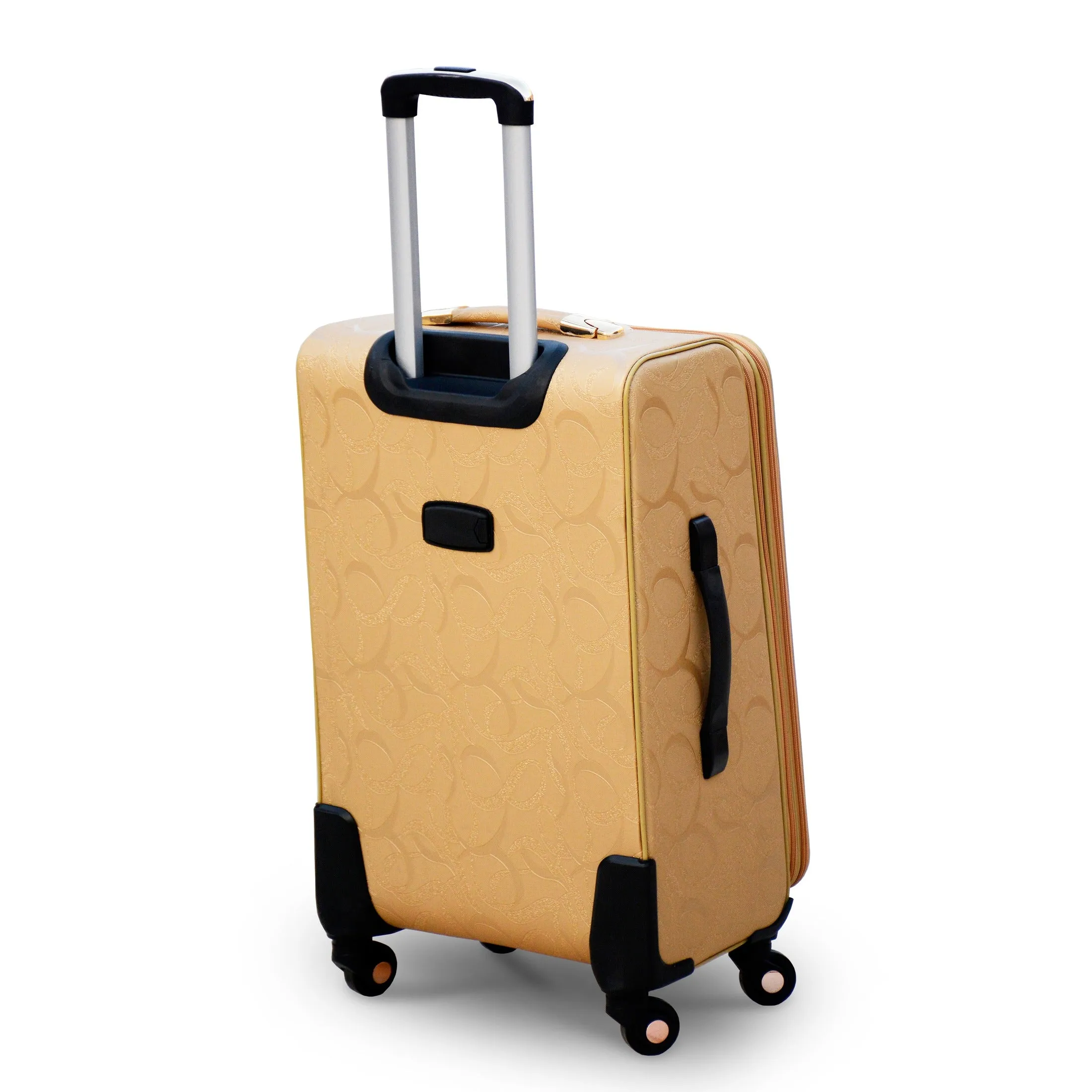 Glittering Gold with Stone ASD PU Leather Luggage | 4 Pcs Set 7, 20, 24 and 28 Inches