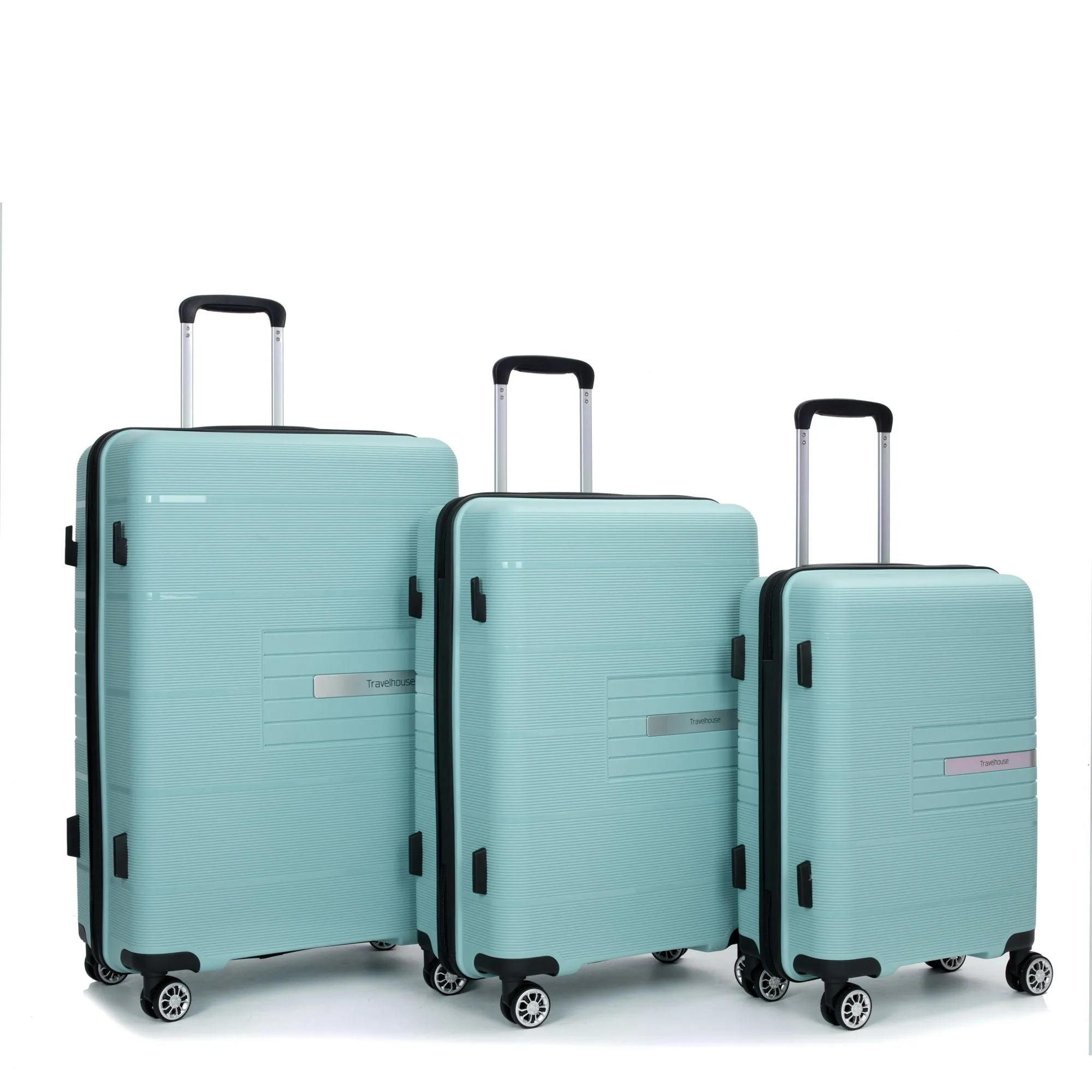 Hardshell Suitcase Double Spinner Wheels Pp Luggage Sets Lightweight Durable Suitcase With Tsa Lock, 3 Piece Set (20/24/28), Light Green