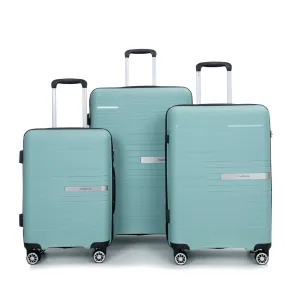 Hardshell Suitcase Double Spinner Wheels Pp Luggage Sets Lightweight Durable Suitcase With Tsa Lock, 3 Piece Set (20/24/28), Light Green