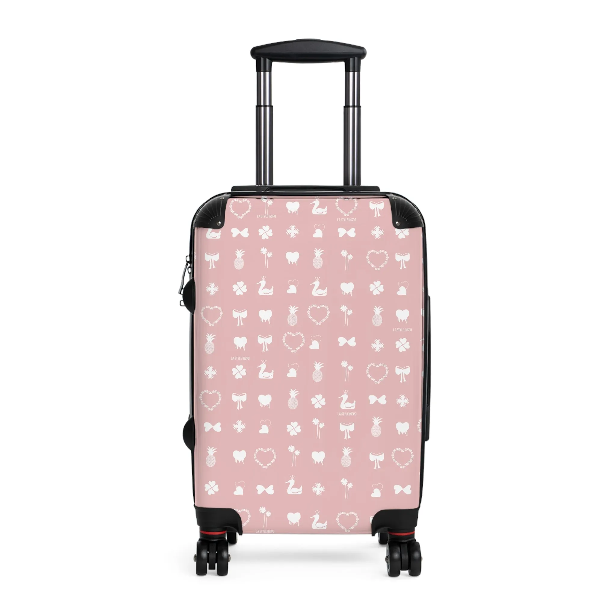 Iconic Luggage Suitcase Travel Bag with Organizer Sections in Pink and White Size S, M, L