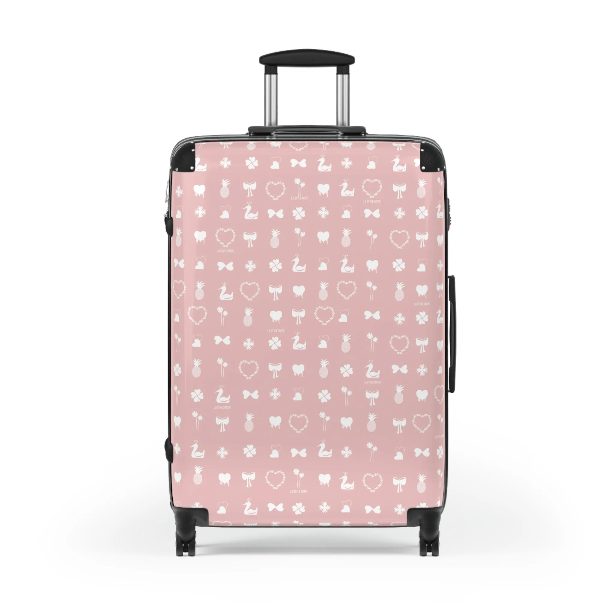 Iconic Luggage Suitcase Travel Bag with Organizer Sections in Pink and White Size S, M, L