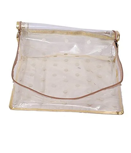 Kuber Industries Heavy Polka Dots 6 Piece Transparent Saree Cover Set, Gold