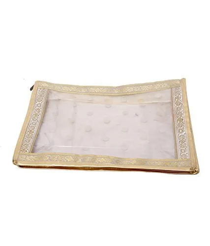 Kuber Industries Heavy Polka Dots 6 Piece Transparent Saree Cover Set, Gold
