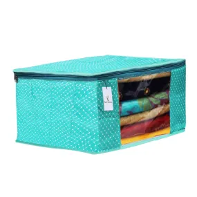 Kuber Industries Polka Dots 1 Piece Cotton 3 Layered Quilted Saree Cover (Green) - CTKTC31016