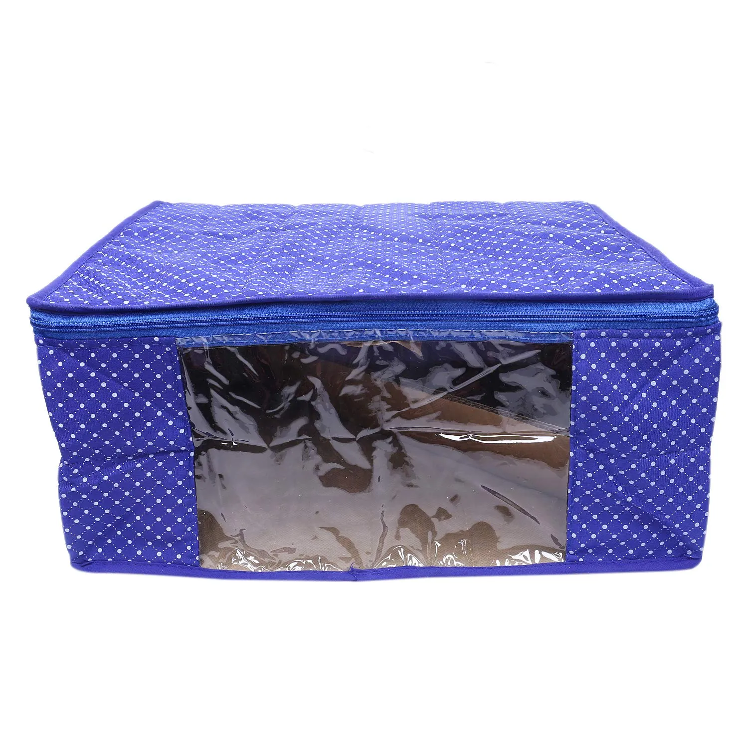 Kuber Industries Polka Dots 6 Piece Cotton 3 Layered Quilted Saree Cover, Blue-CTKTC25798