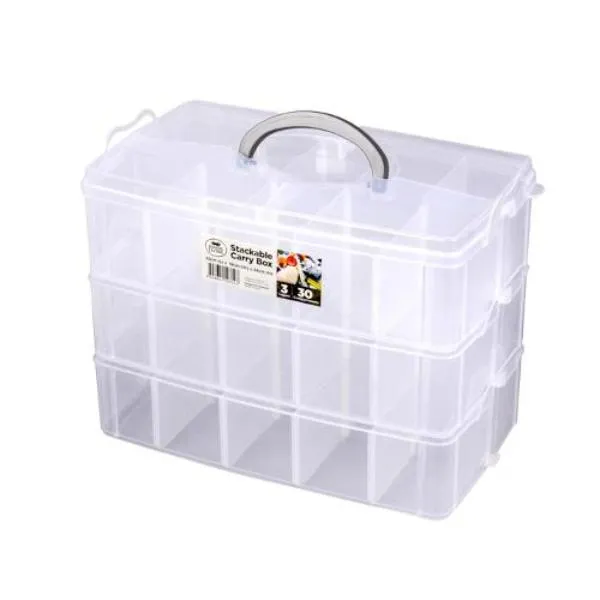 Large 3 Lay Stack Carry Box - 33cm x 19.5cm x 24.2cm