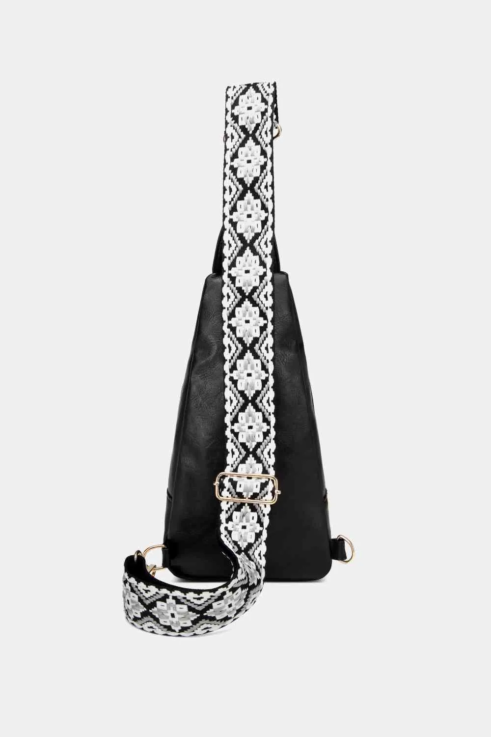 Leather Sling Bag With Pattern Strap | Multiple Color Options | Rubies   Lace