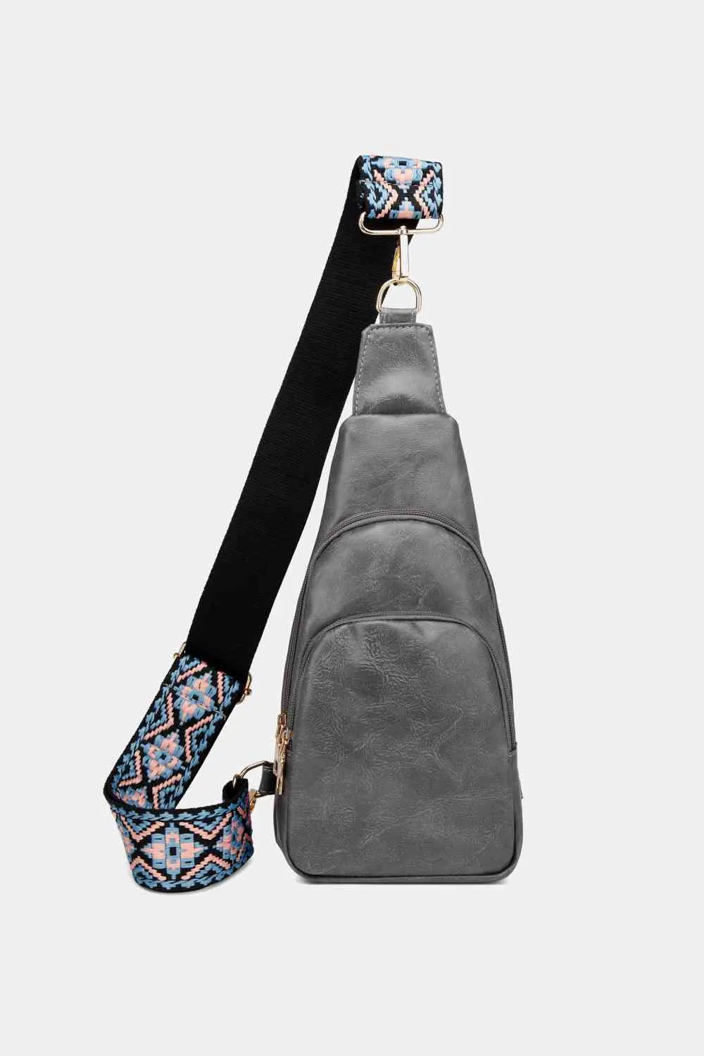 Leather Sling Bag With Pattern Strap | Multiple Color Options | Rubies   Lace