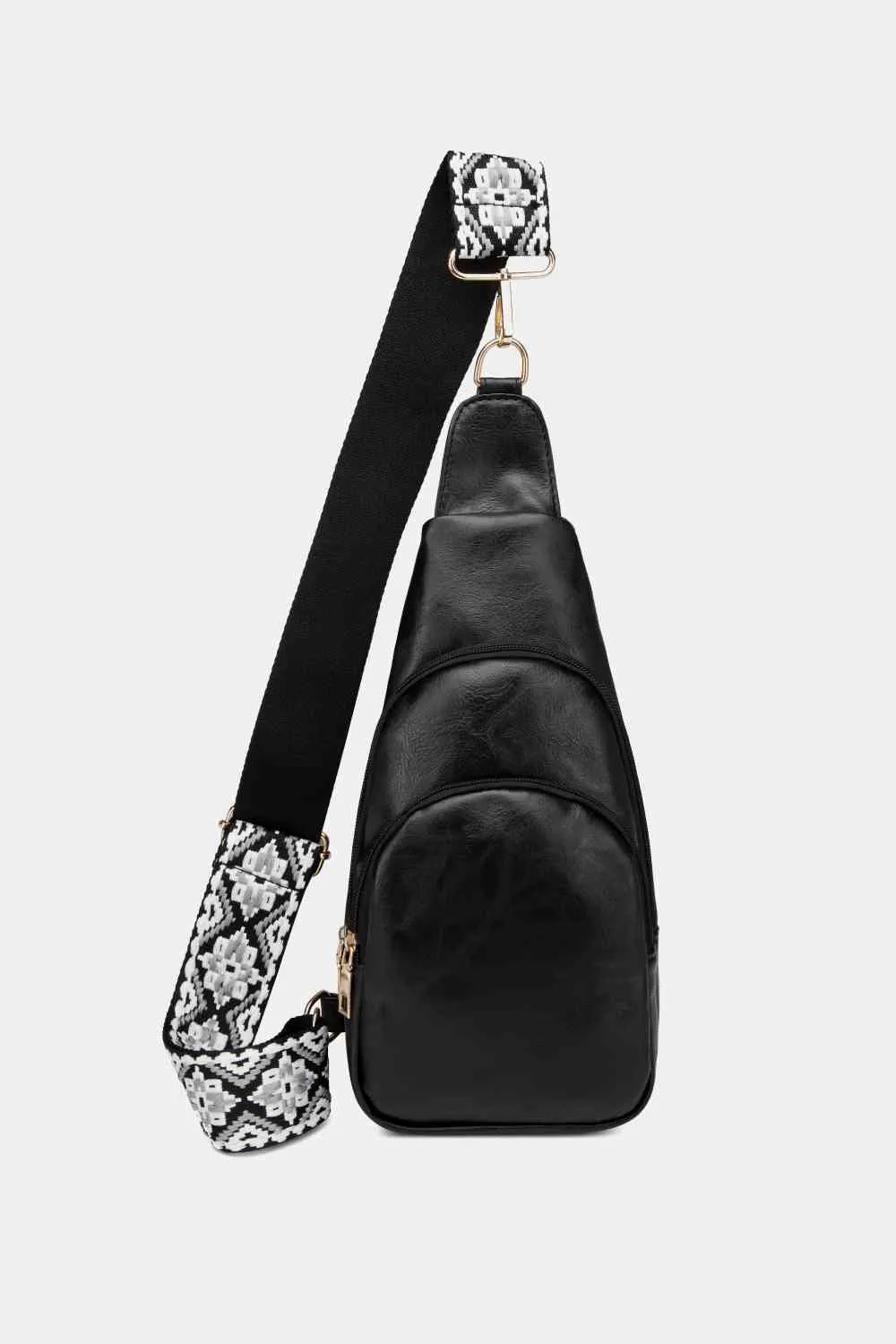 Leather Sling Bag With Pattern Strap | Multiple Color Options | Rubies   Lace