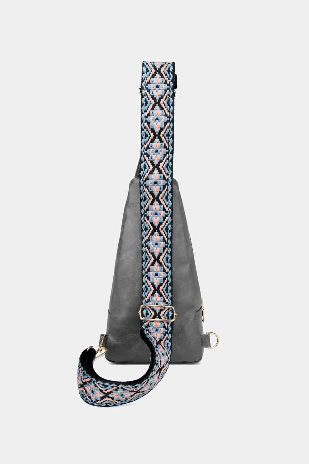 Leather Sling Bag With Pattern Strap | Multiple Color Options | Rubies   Lace