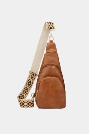 Leather Sling Bag With Pattern Strap | Multiple Color Options | Rubies   Lace
