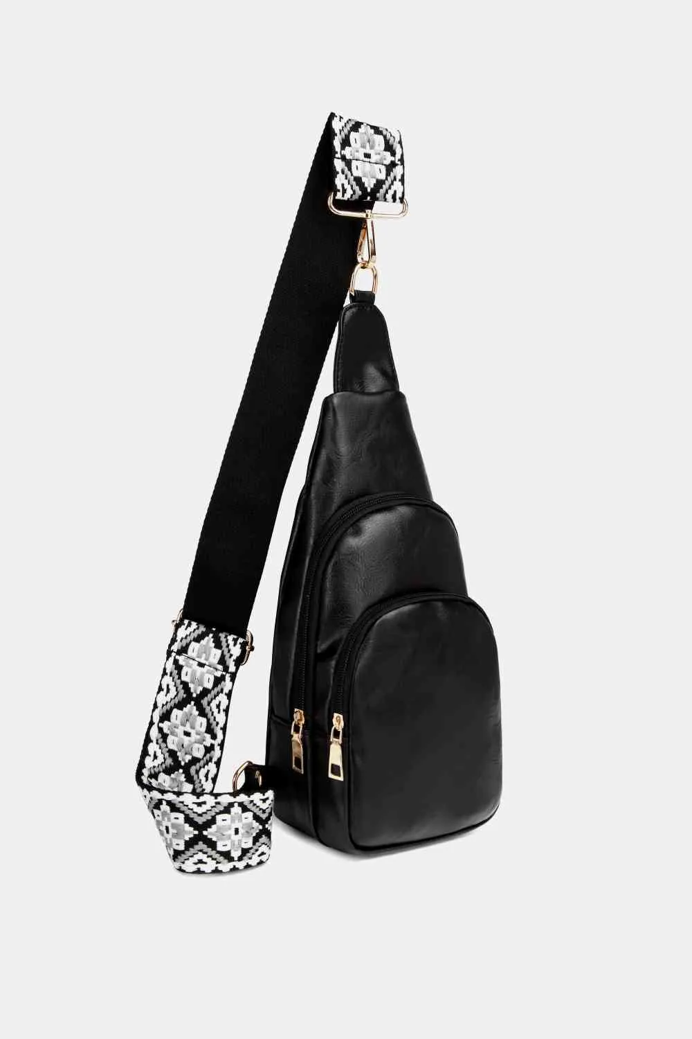 Leather Sling Bag With Pattern Strap | Multiple Color Options | Rubies   Lace