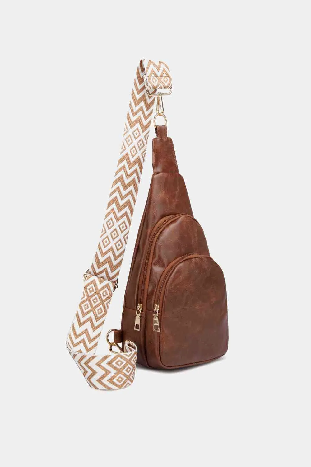 Leather Sling Bag With Pattern Strap | Multiple Color Options | Rubies   Lace