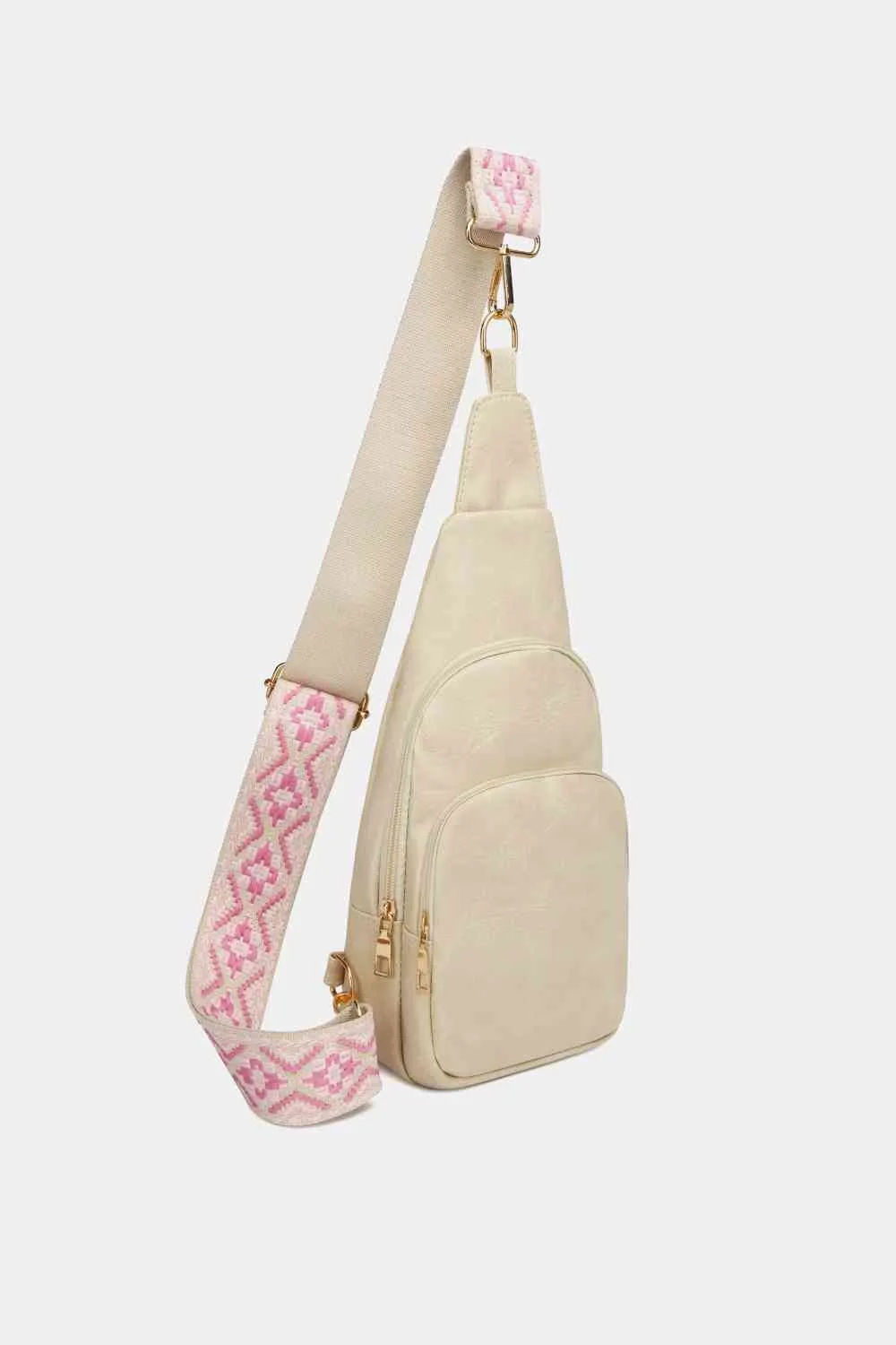 Leather Sling Bag With Pattern Strap | Multiple Color Options | Rubies   Lace