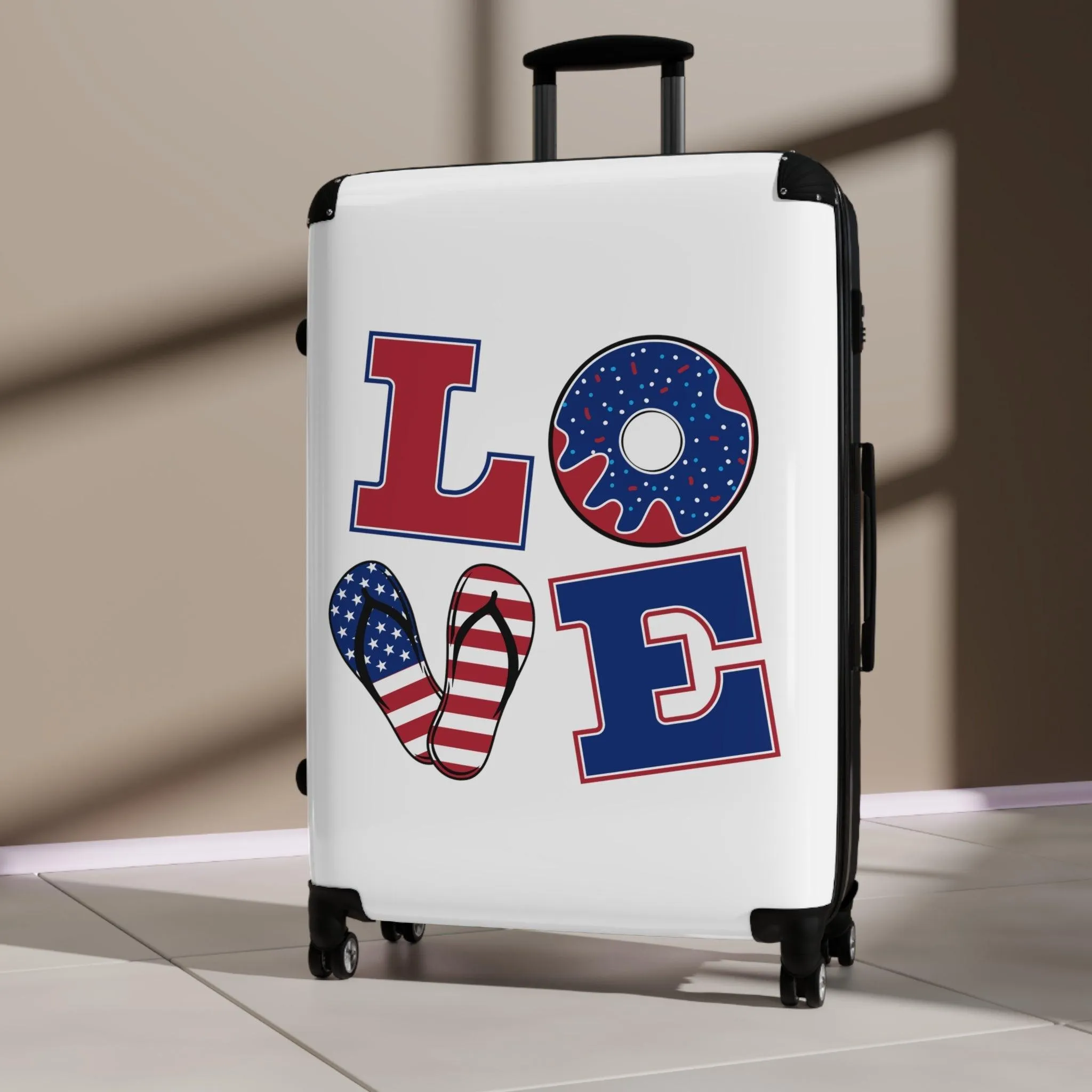 LOVE Suitcase in Red, White and Blue Summer Design