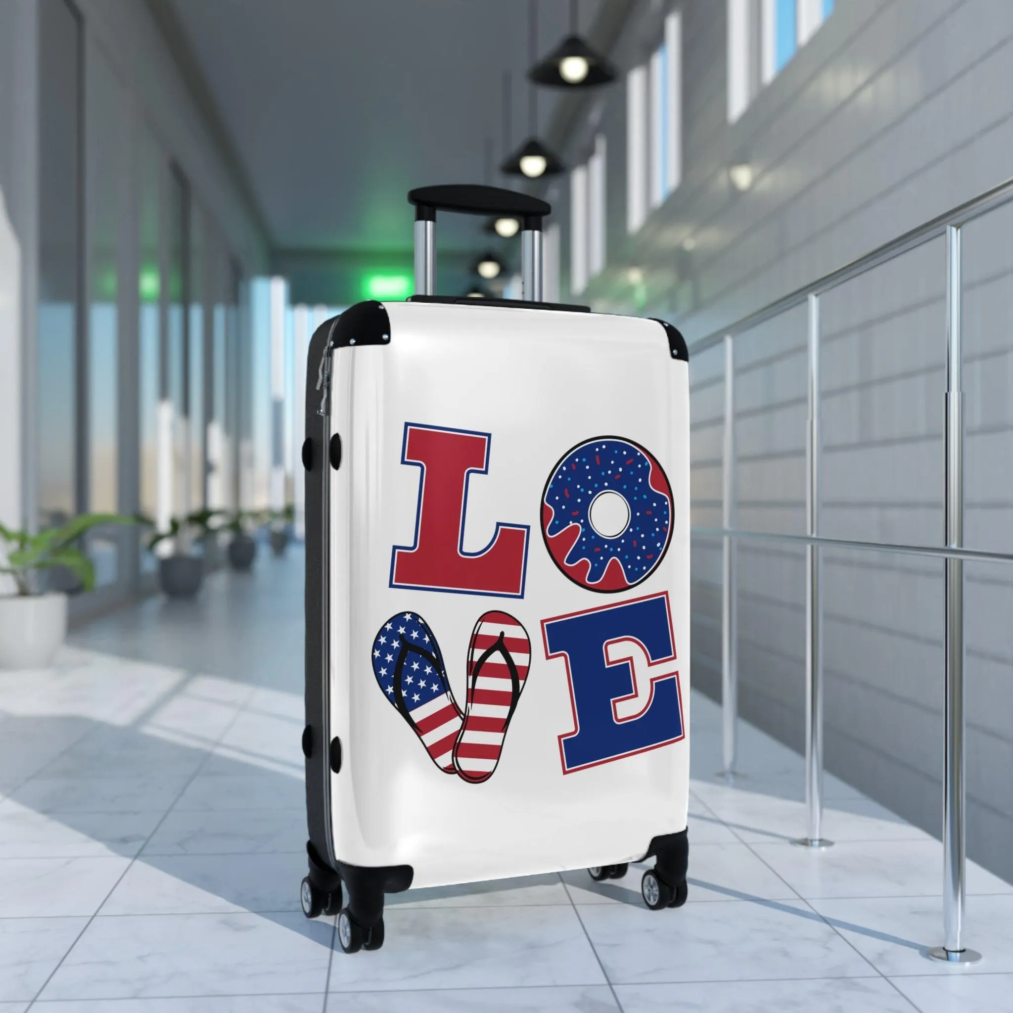 LOVE Suitcase in Red, White and Blue Summer Design